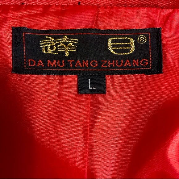 Red Du Mu Tangzhuang Jacket • Chinese-Inspired Satin Brocade • Women’s - Picture 3 of 3